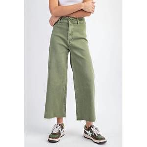NEW EE:SOME straight leg cropped pants in sage mineral washed